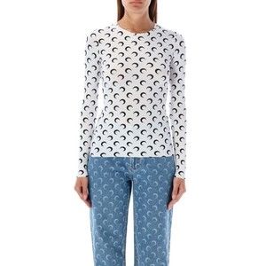 Marine Serre Second Skin Moon Crewneck Top - NWT